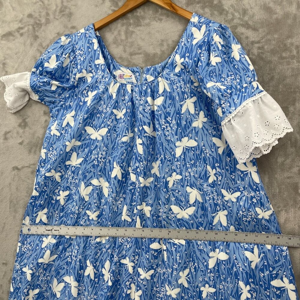 Hilda Hawaii Vintage 70s Butterfly Floral MuuMuu Midi Dress Aloha - Picture 15 of 16